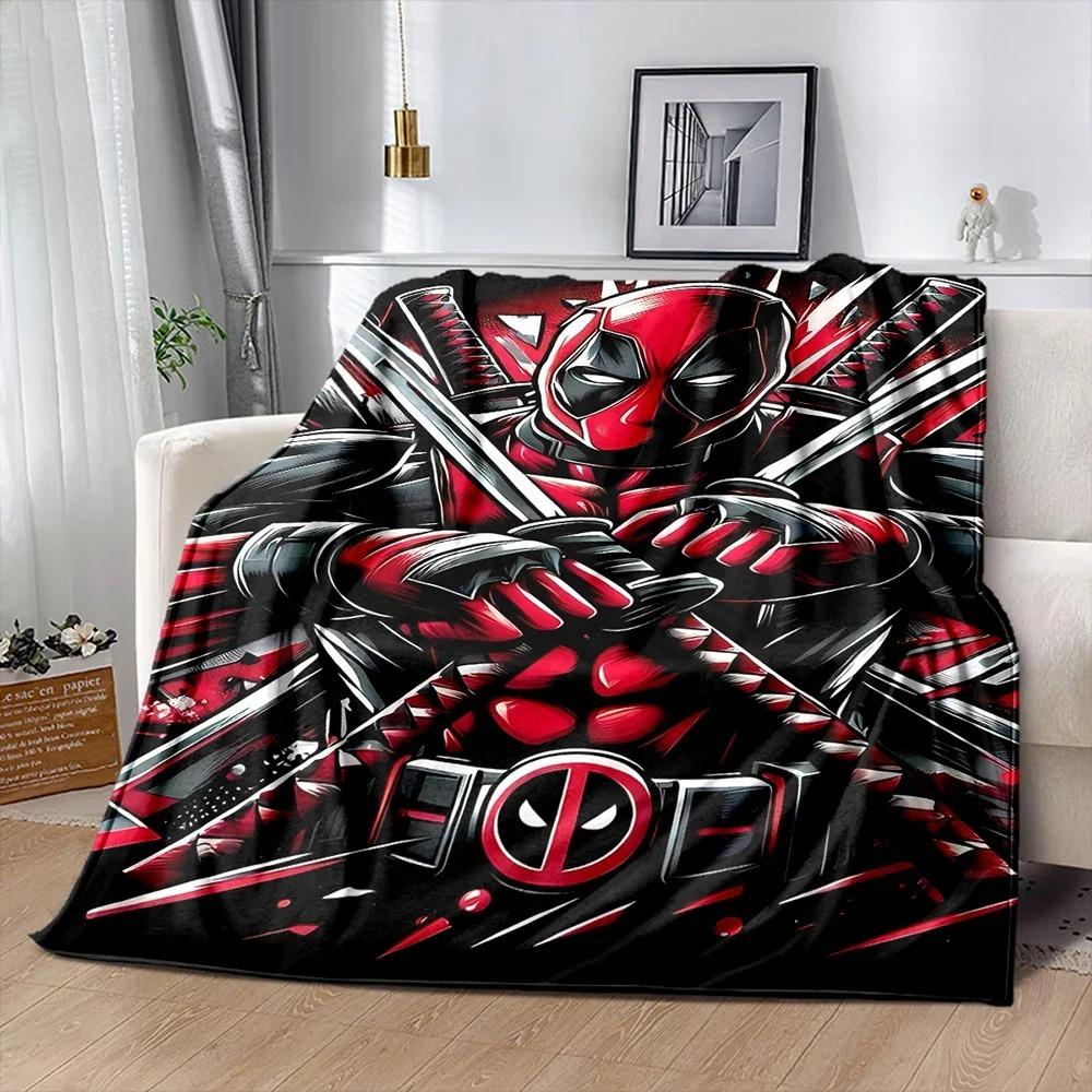 3D D-Deadpool Flannel Blanket Soft Bedding Sofa Throw 150X150cm Home Decor Gift Suitable for Teenagers, Boys, and Children