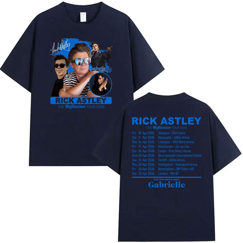 Rick Astley The Reflection Tour 2026 Print T Shirt Unisexs Vintage Fashion Cotton Short Sleeve Tshirts Hip Hop Clothing Tshirt