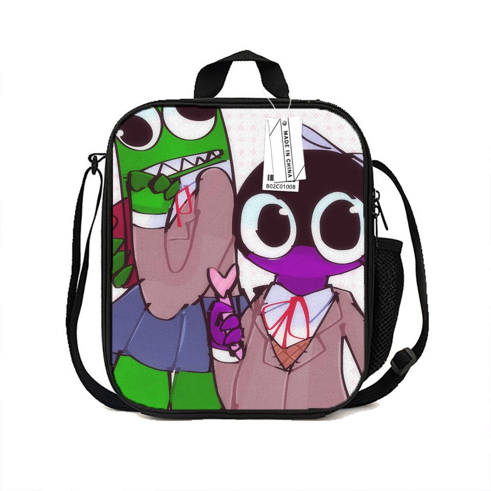 Cartoon Printed Portable Lunch Bag, Primary And Secondary School Student Bento Bag, Cartoon Thermal Insulation Bag, Ice Bag, Satchel, New.