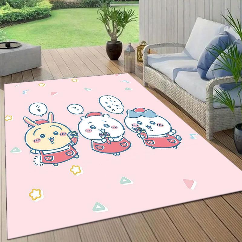 Usagi2 Flannel Pattern Square Carpet,Area Rug,Carpet Rug for Living Room Bedroom Sofa Playroom Decor,Non-slip Floor Mat