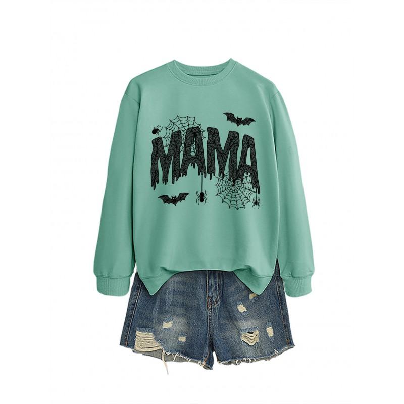 Womens Loose Fit Long Sleeve Cotton Hoodie With Lace Spider Print Fall Winter Casual Fashion Top