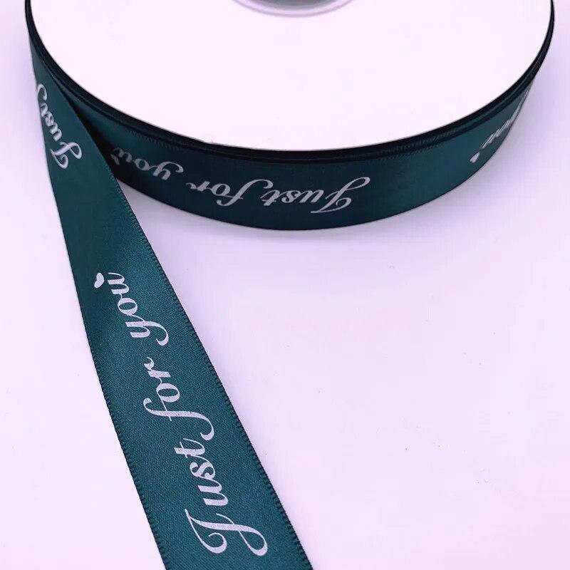 25mm*50yards Printed "just for You" Polyester Ribbons for Wedding Christmas Party Decorations DIY Bow Craft Ribbons