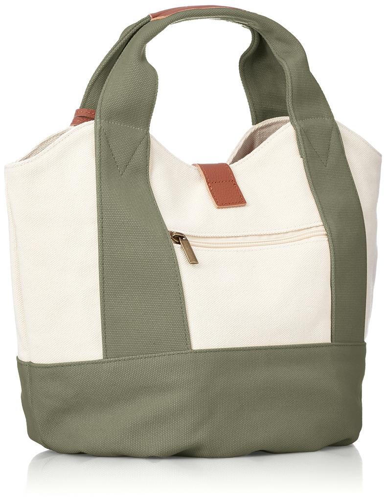 Сумка-тоут из кожи цвета хаки [Tora] Холст/Корова женская