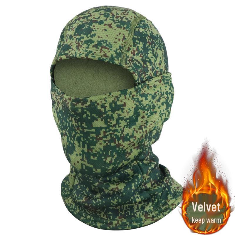 Velvet Camouflage Tactical Balaclava: Windproof, One-Piece Ski Face Mask & Helmet Liner for Autumn/Winter Cycling.