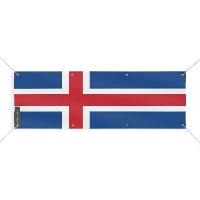 Bannière Drapeau De l'Islande 8 Oeillets 90x270 Cm