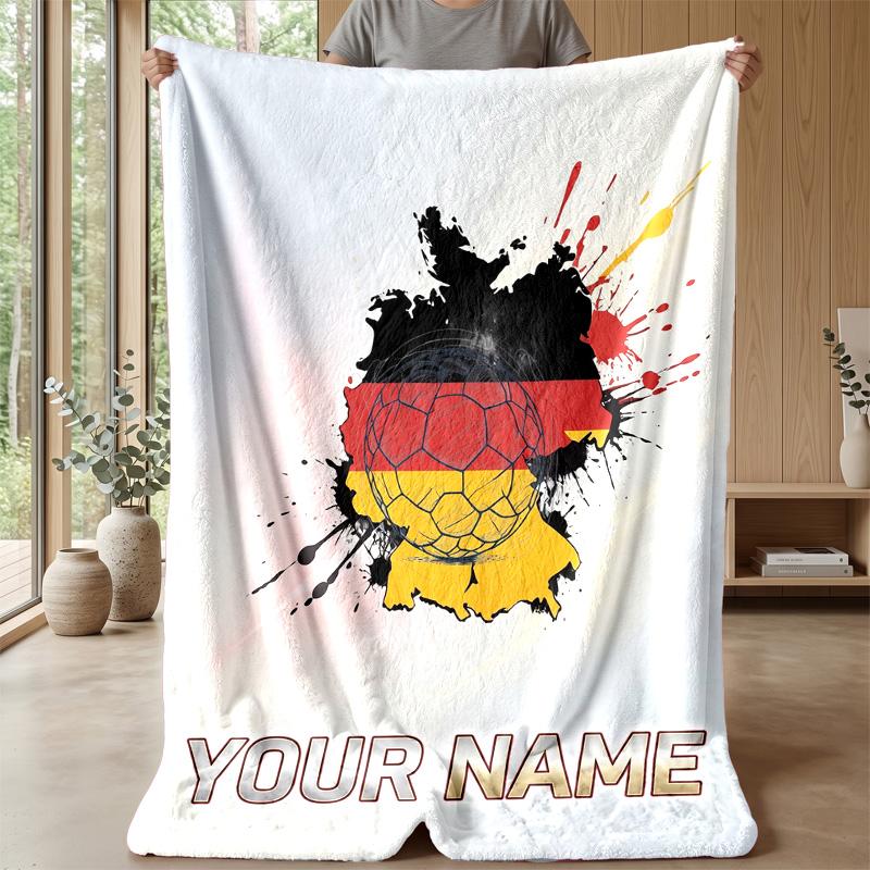 Custom Text Flannel Throw Blanket, Lightweight Cozy Bed Sofa BlanketGermany national football team