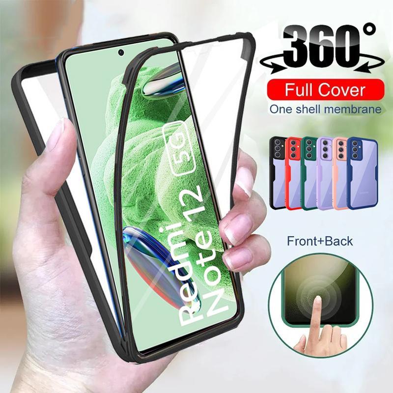 Двойной 360-градусный прозрачный чехол для телефона для Xiaomi Redmi Note 12 11 10 Pro 12S 11S 11A 12C Poco M3 M4 X3 NFC X4 X5 Pro 5G 4G противоударный мягкий чехол из ТПУ