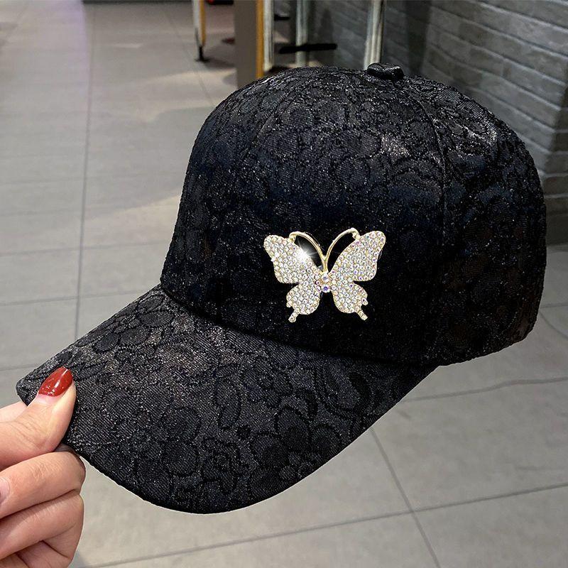 Бейсбольная кепка Diamond Butterfly, женская весенне-летняя универсальная солнцезащитная кепка и козырек от солнца, кружевная кепка с утиным язычком