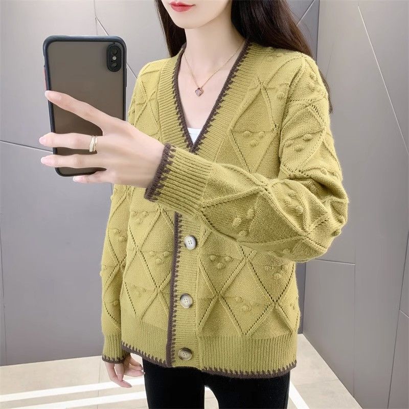 Вязаный кардиган женский корейский вариант свободный и стильный универсальный короткий свитер на осень и зиму