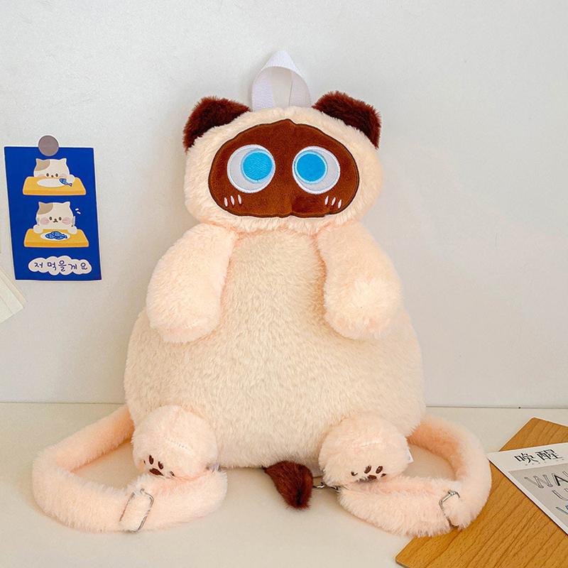 Кавайный плюшевый рюкзак в виде кошки, милый рюкзак большой вместимости с мягкими игрушками, мультяшный плюшевый рюкзак с кошкой, подарки на день рождения для детей