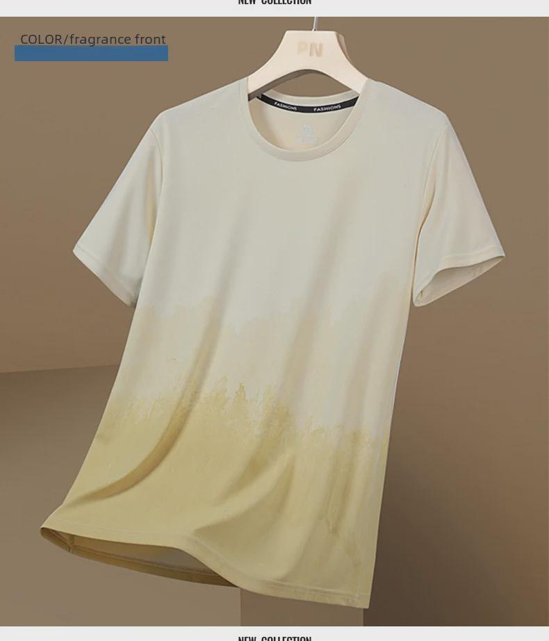 Мужская футболка Gradient Quick-Dry Ice Silk Mesh с короткими рукавами, дышащая, тренд лета 2023 года.