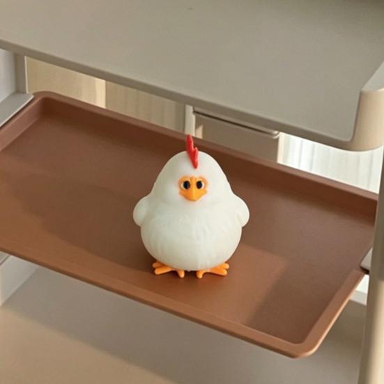 Новогодний подарок для детей Белая фигурка петуха, напечатанная на 3D-принтере, Милый круглый цыпленок, настольное украшение, Декор животного, Рабочий стол, Полка в гостиной, Статуэтка