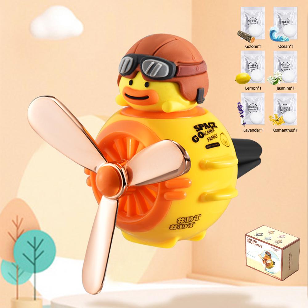 Милый автомобильный освежитель воздуха Pilot Bear с вращающимся пропеллером - магнитное крепление на вентиляционное отверстие + 6 премиальных ароматических таблеток