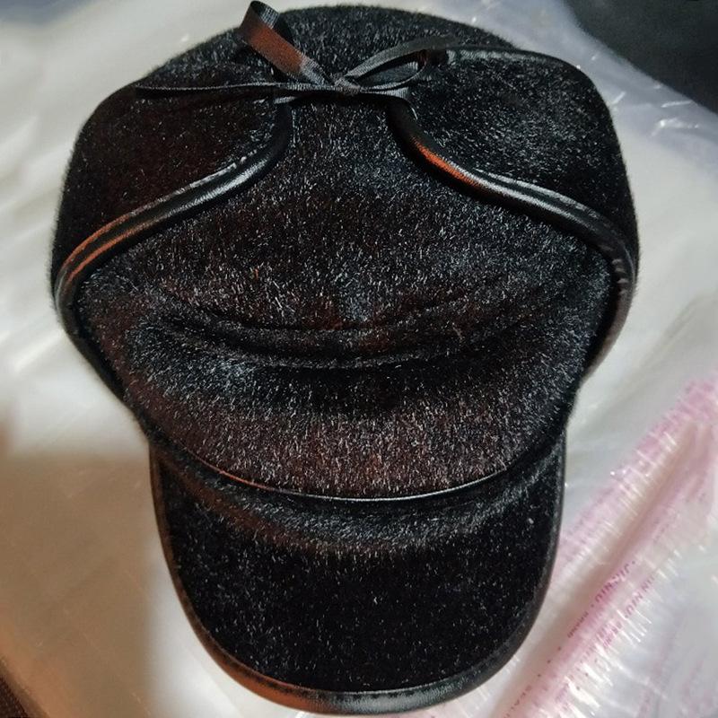 Шляпа Мужская Осенне-Зимняя Среднего возраста и пожилых imitation mink hair cap, кепка-восьмиклинка, теплая меховая шапка с защитой ушей для пожилых