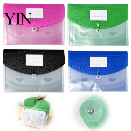 Expandable File Organizer Document Folder with Label Slot, Layered Design Waterproof PP Storage Envelope, Secure Rope Closure for Office And