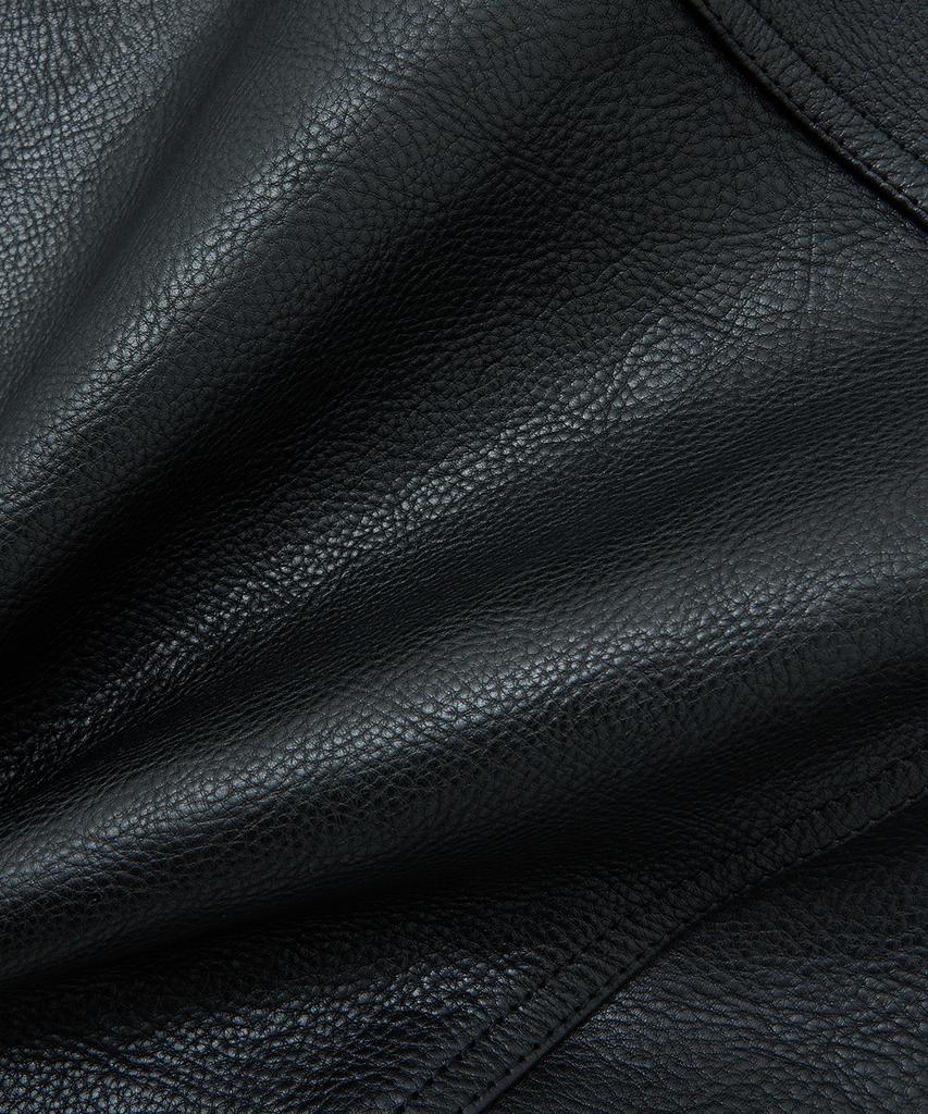 Черная Винтажная Кожаная Куртка-Траппер из Коровьей Кожи (черный)
