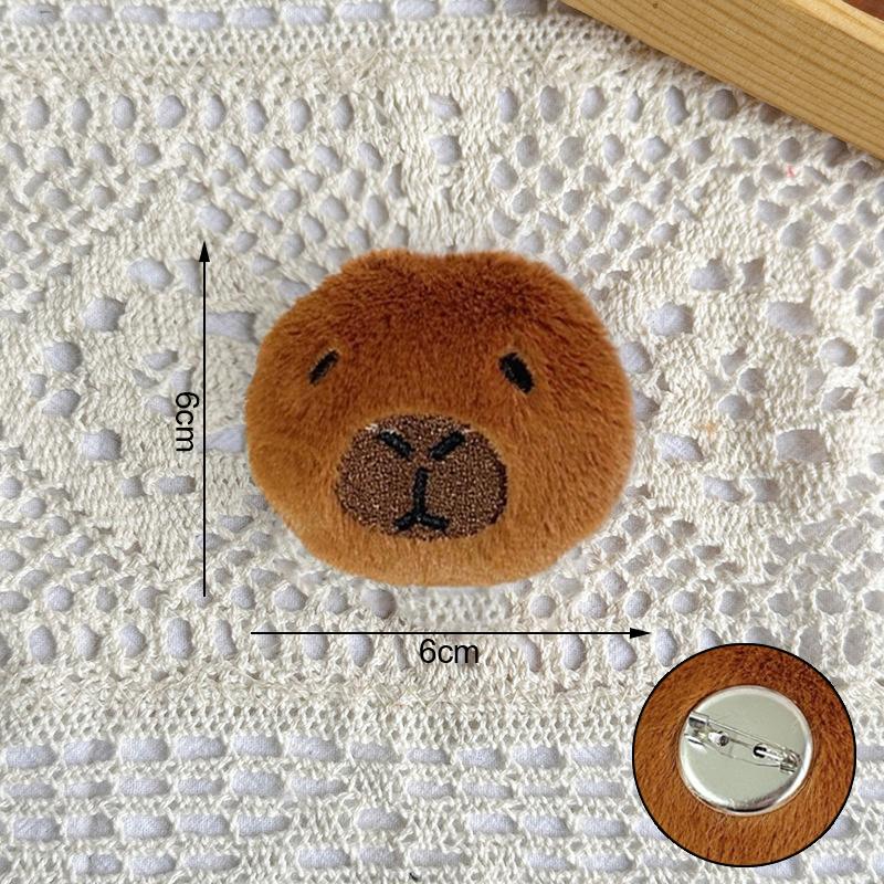 Милая капибара, плюшевая кукла, брошь, пушистая, мягкая, набивная одежда, значок, булавки, украшения для рюкзака, аксессуары