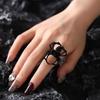 BLINGBAY Women's Vintage Gothic Spider Ring Black Gemstone Statement Adjustable Finger Jewelry for Halloween Party