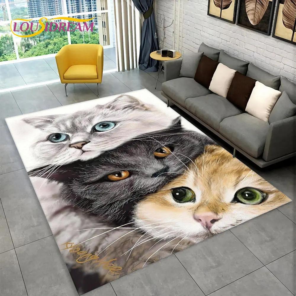 Большой коврик с 3D рисунком милого кота, ковер для гостиной, спальни, дивана, коврик для кухни, украшение для кухни, детский нескользящий напольный коврик