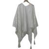 Summer New Knitted Hollowed-Out Slits Hanging Ball National Wind Solid Color Shawls Outside With Decorative Shawls Women