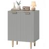 Sideboard Buffet Cabinet, Modern Kitchen Storage Cabinet with Adjustable Shelf and Metal Legs, Grey