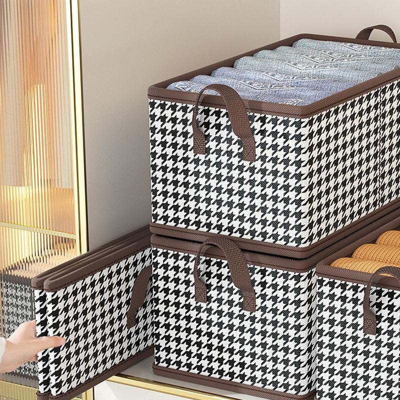 50x30x26СМ Коробка для хранения Нетканый материал+ПП доска Складной органайзер для шкафа Контейнер