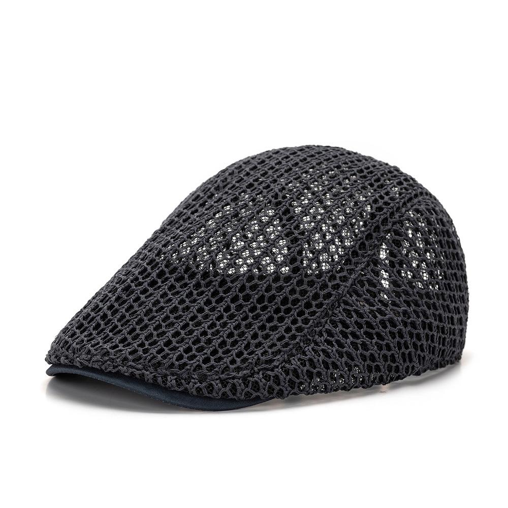 Summer Linen Knit Beret Hat Breathable Hollow Out Sun Visor Cap Unisex Forward Cap