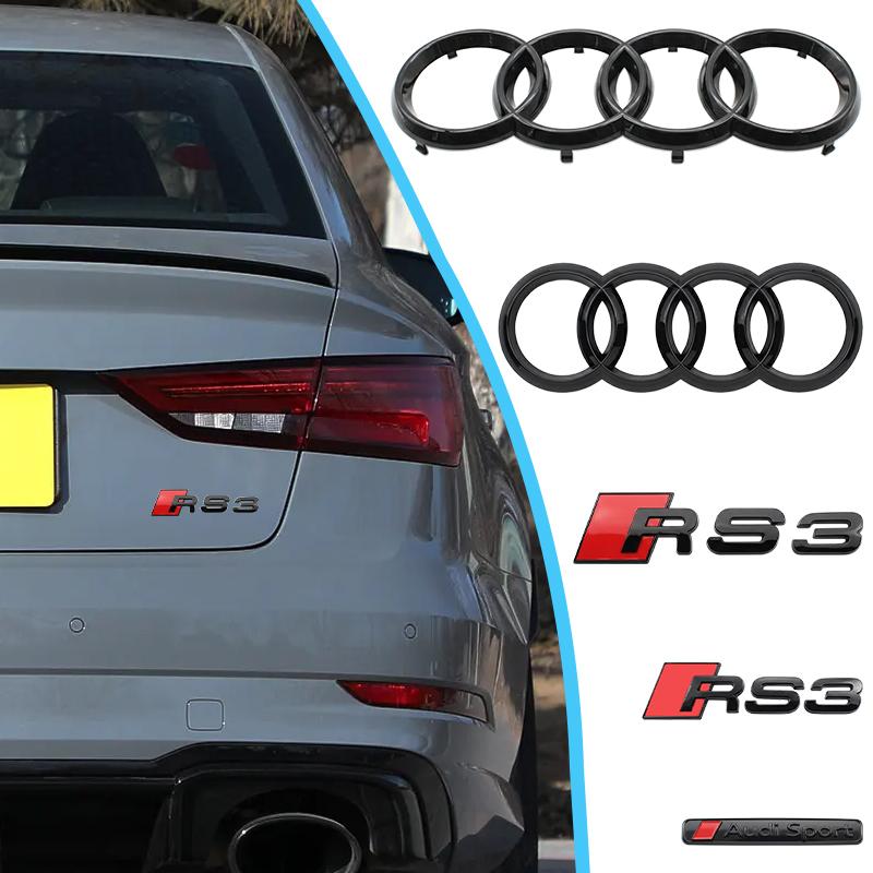 a2 Sport RS3 2016-2020 4 Ring Logo Car Styling Hood Front Grill Emblem Rear Trunk Badge Stickers RS3 Emblem Decal Accessories