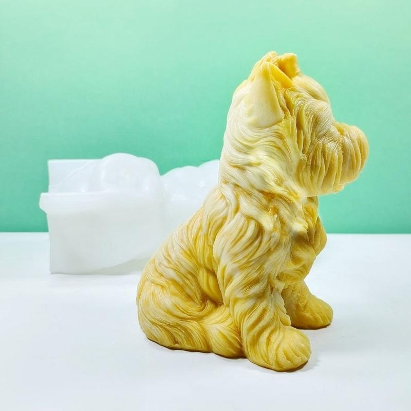 Stereo Sitting Little Dog Soap Mould Epoxy Gypsum Ornaments Therapy Candle Handmade Molds for Decorations