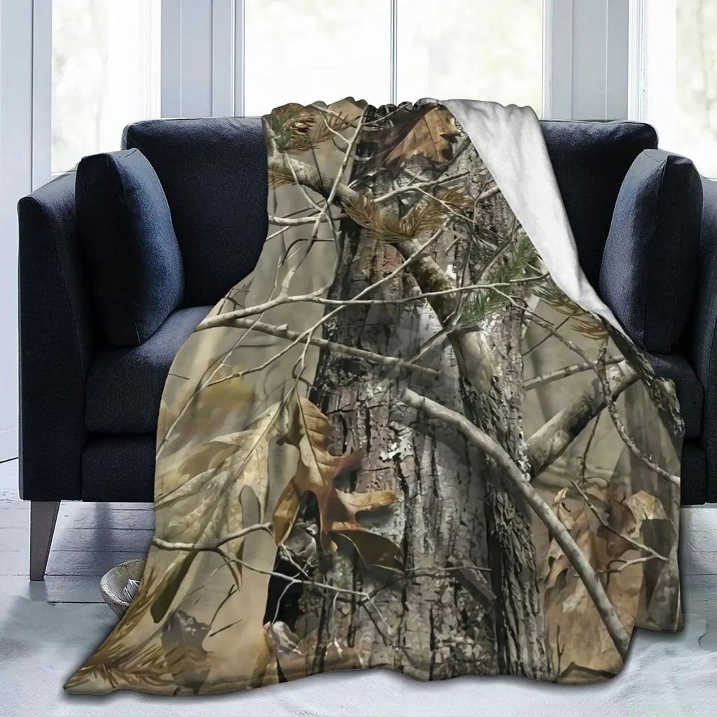 Real Tree Camouflage Camo Blanket Flannel All Season Military Popular Warm Throw Blankets for Bed Couch Bedding Throws King Size