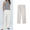 MD Spring/Summer New Arrival High Waist Casual Pants Fashion All-Match Ruched Decorative Linen Straight-Leg Trousers 5017701