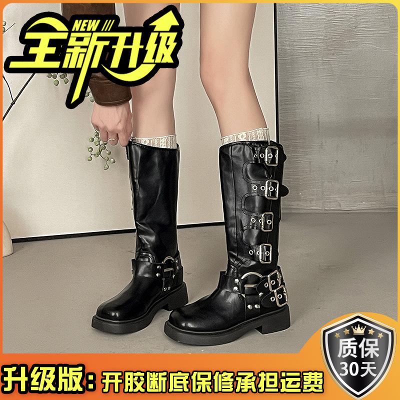 Ретро ботинки Мартина женская мода универсальный дизайн 2025 осень и зима новые коричневые высокие ботинки ковбойские ботинки женские ботинки