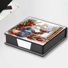 5D DIY PU Diamond Painting Notecard Box with 160 Sheets Paper Self Adhesive Crystal Note Box Xmas Pattern for Home Office
