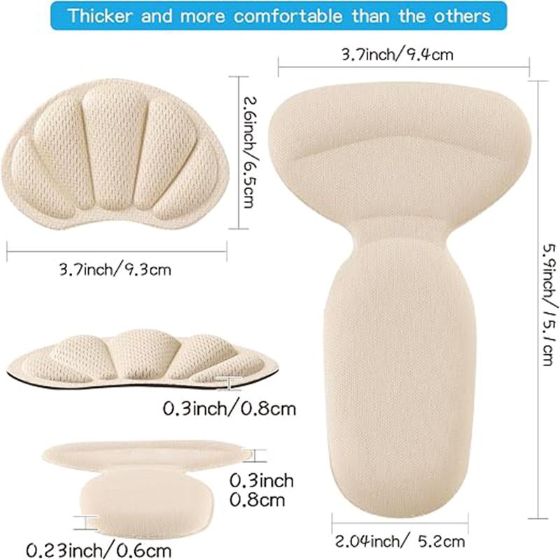 Adhesive Heel Pad Suitable for Loose Shoes, Oversized Boots, Heel Grip Inserts To Improve Shoe Fit, 4-piece Beige+4-piece Beige