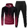 Mens Hooded Sports Tracksuit Unisex Two-Piece Running Outfits Long Sleeve Pullover Hoodies Sweatshirt+Sweatpants Set