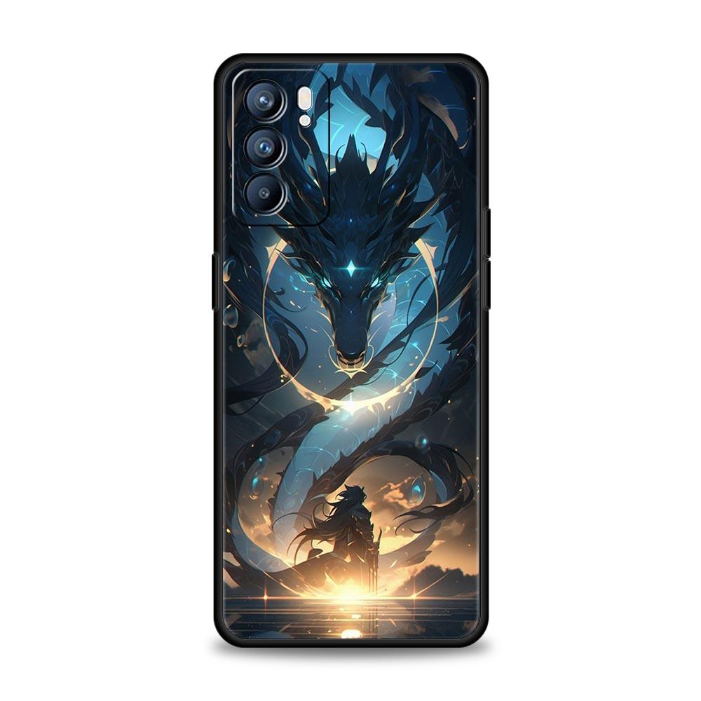 Чехол Для Oppo A54 A53 A52 A9 A15 A95 A17 A16 A76 A74 A57 Find X6 X5 Reno8 Reno7 Reno6 Pro 5G Обложка Genshin impact дракон Genshin