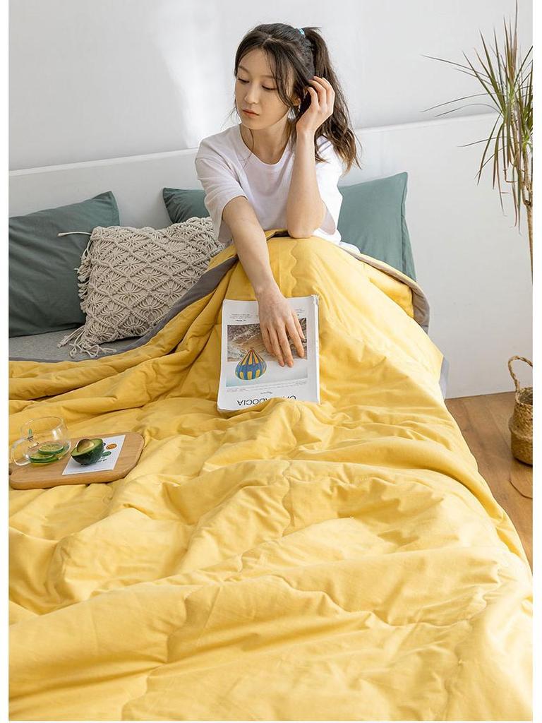 Стиганое одеяло из чистого хлопка - Мягкое, Легкое, Дышащее, Идеально для лета, Доступно в односпальном и двуспальном размерах.