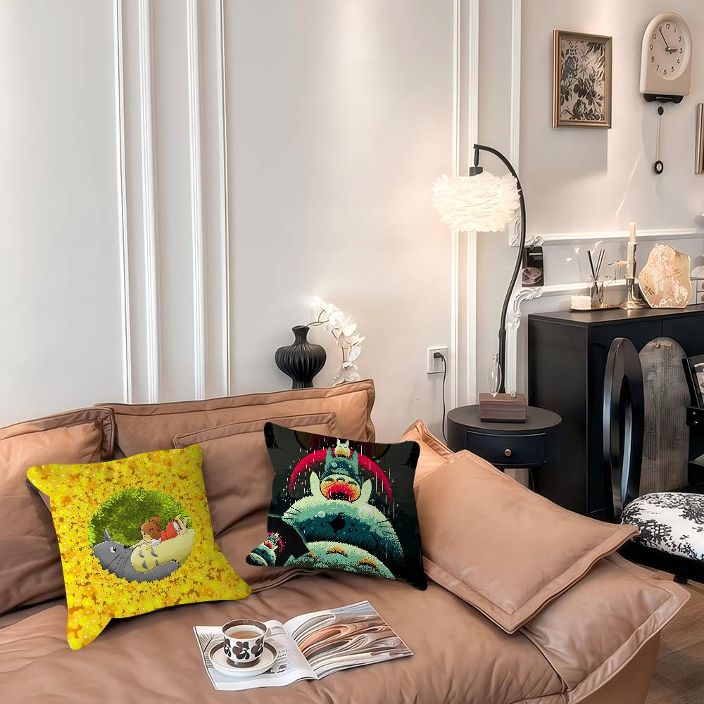 Anime M-My Neighbor Totoro Pillow Case Removable Washable Cushion Cover – All-Season Soft Linen