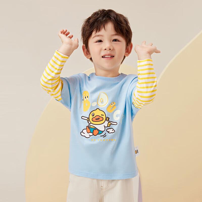 B.Duck Boys' Cartoon Stripe Long-Sleeve Top