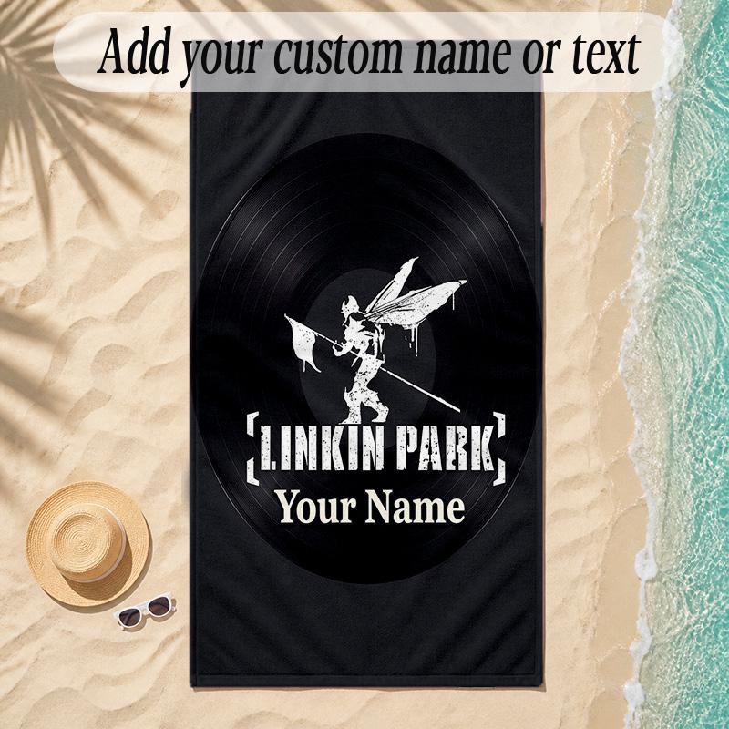 Beach TowelLinkin Park Custom Name Text Personalized Soft Towel for Beach Pool Indoor Home Decor Gift