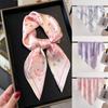 1PCS Purple Scarf Cherry Qimeng Printed Silk Scarf Square Scarf Premium Shawl Sunscreen Neck Small Square Scarf Headscarf