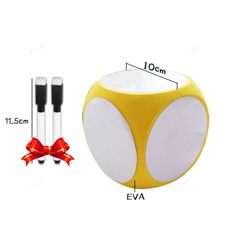 1PC DIY Blank Dice Write On/Wipe Off Dice Portable Cleanable Blank Game Cubes for Classroom Teaching Dry Erase Outside Dice