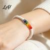 Simple Niche Style Bracelet Rainbow Beads for Men Women Handmade Cute Small Gift Friends Braided String Bracelet Adjustable Woven Rope Wristband