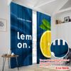2pcs 2D Flat Printing Window Drapes Lemon Citrus Fresh Fabric Without Electricity Festive Wall Decor Perfect for All Season