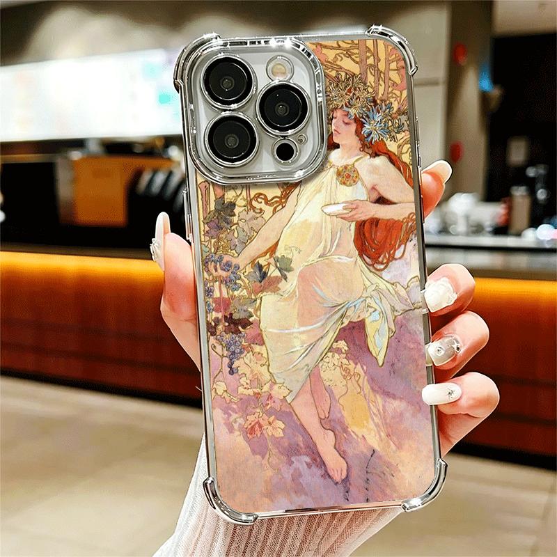 Винтажный Альфонс Муха Весна Мягкий Чехол Для Телефона Для iPhone 15 16 17 Air 14 Pro Max 16E Plus 13 12 Mini Покрытие Защита От Падения Fundas