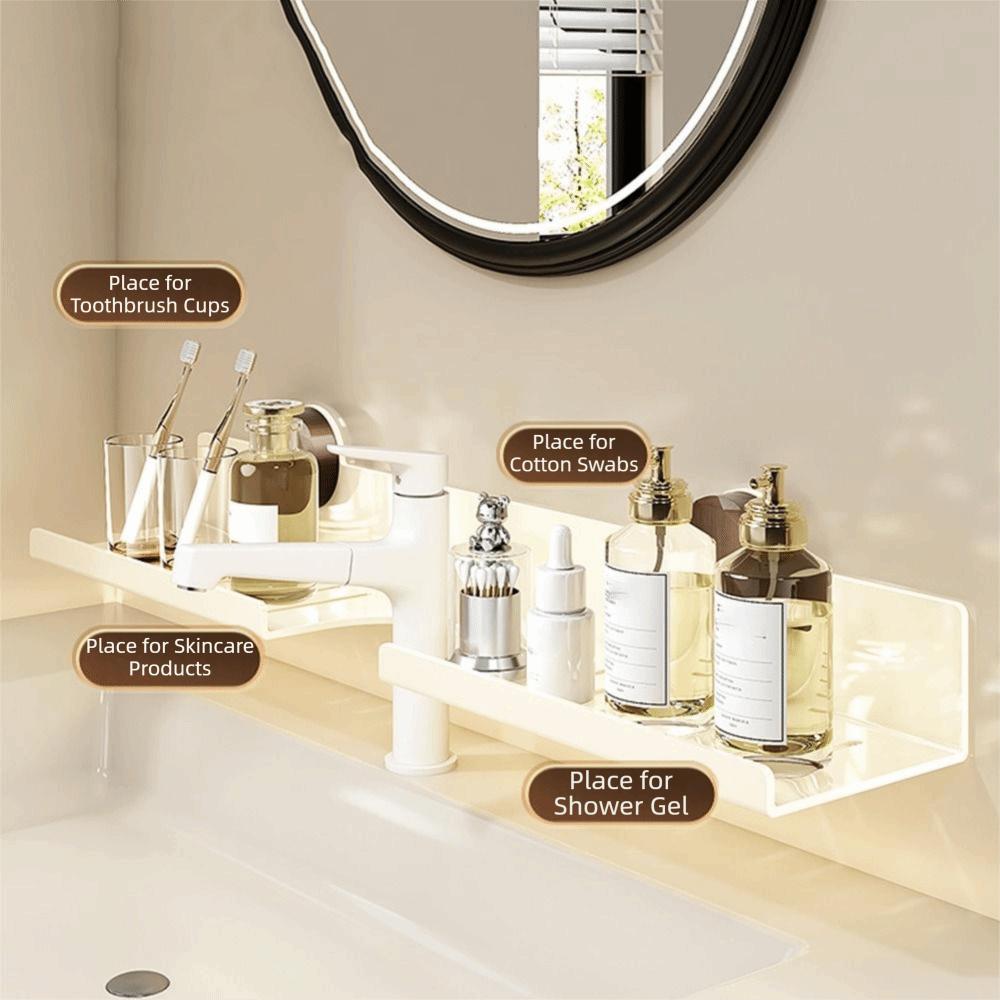 Suction Cup Kitchen Floating Shelf Organizer No-Drill Large Capacity Bathroom Display Shelves Waterproof Rustproof