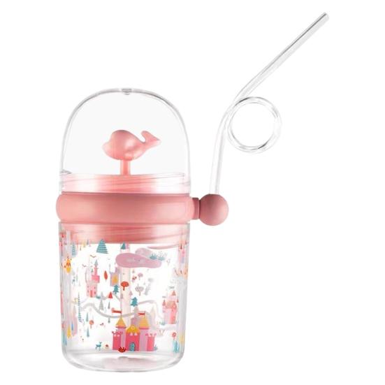 Кружка-брызгалка «Кит» с трубочкой, герметичная, многоразовая, поильник для детей, 260 мл, стакан-фонтан «Кит» для вечеринки, школы, пляжа