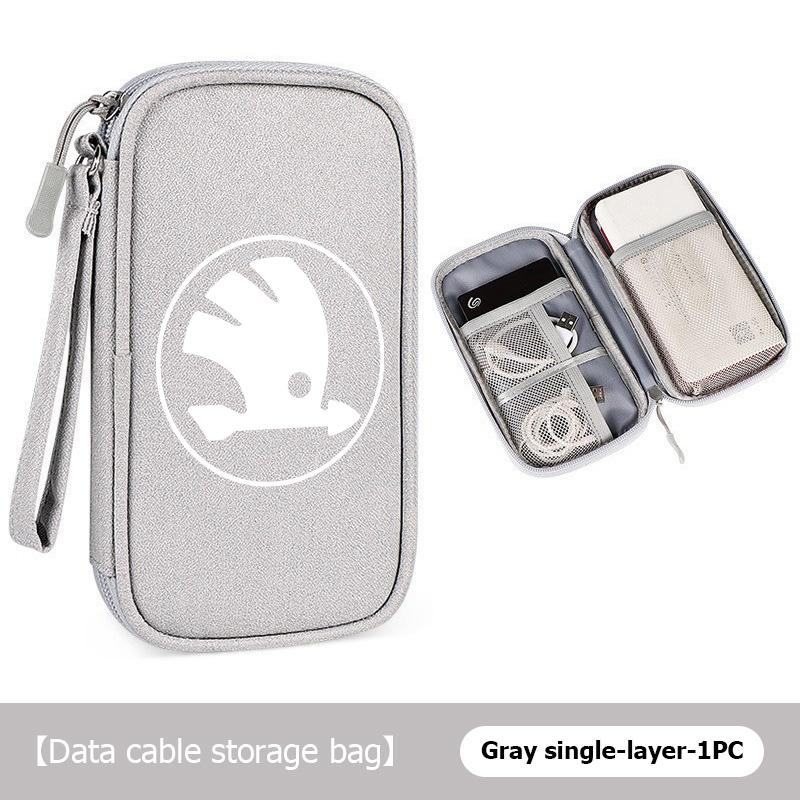 AAFO1 Oxford Cloth Car Styling Digital Data Line Box Travel Organizer Trunk Storage Bag For Skoda Fabia Kamiq Superb Scala Enyaq-iV