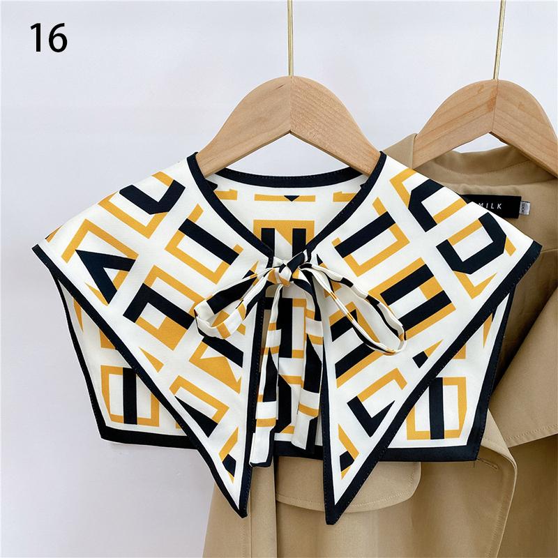 Front Tie Fake Collar For Women Vintage Print Detachable Collars Houndstooth Letter Fake Collar Shawl Wrap Scarf Neckwear Cape