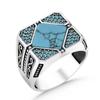 Серебряное мужское кольцо, простое бирюзовое кольцо мужское кольцо